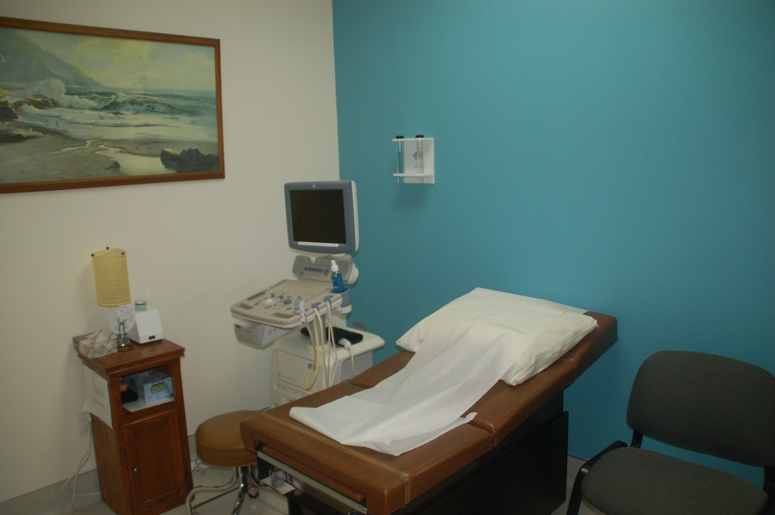 A woman receiving a free ultrasound in California